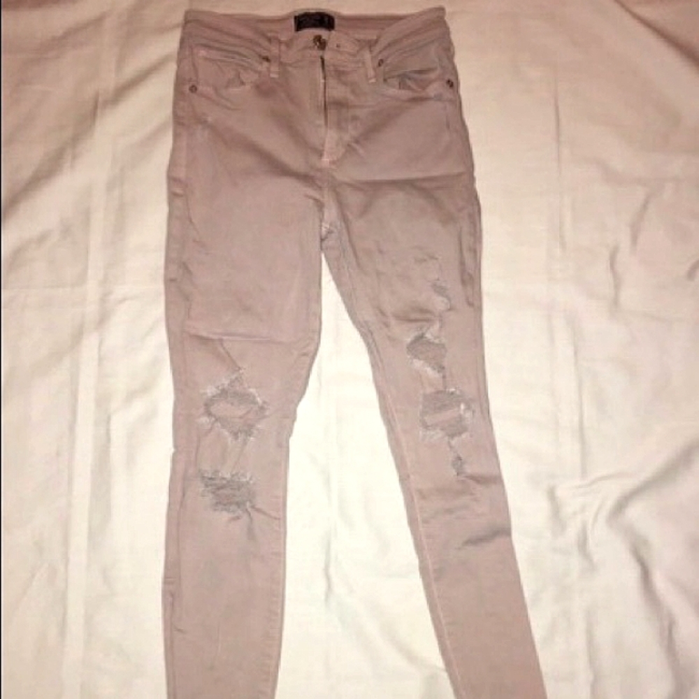 Abercrombie & Fitch Ripped Pink Jeans